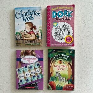 Book Bundle 4 Tween Girl Charlottes Web Dork Diaries Tanglewood Animal Park